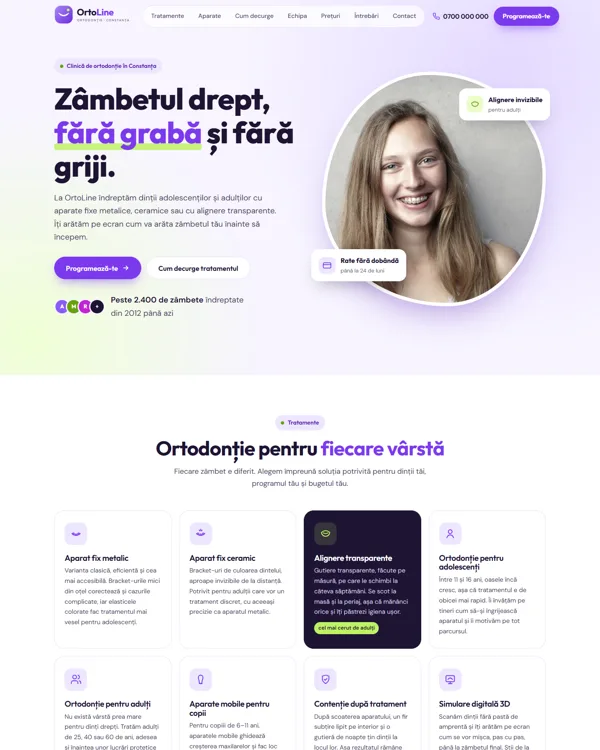 Model de site pentru cabinet stomatologic: OrtoLine