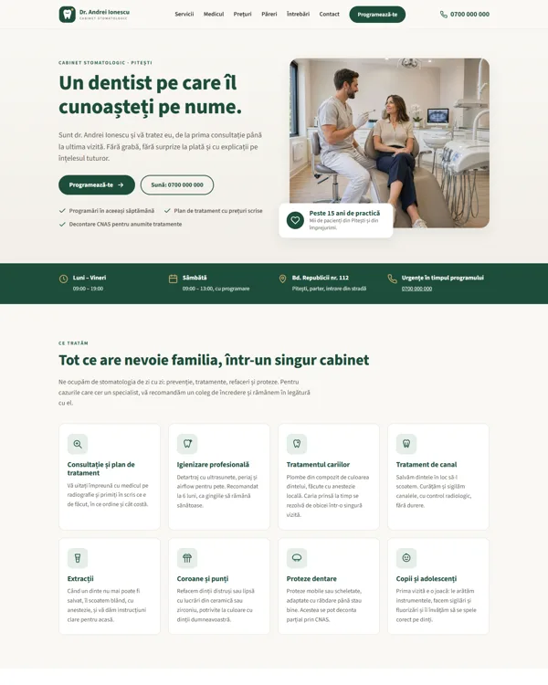 Model de site pentru cabinet stomatologic: Cabinet Dr. Ionescu