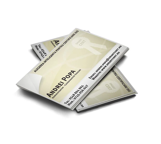 Carte de vizita organism de certificare Smart Cert Register