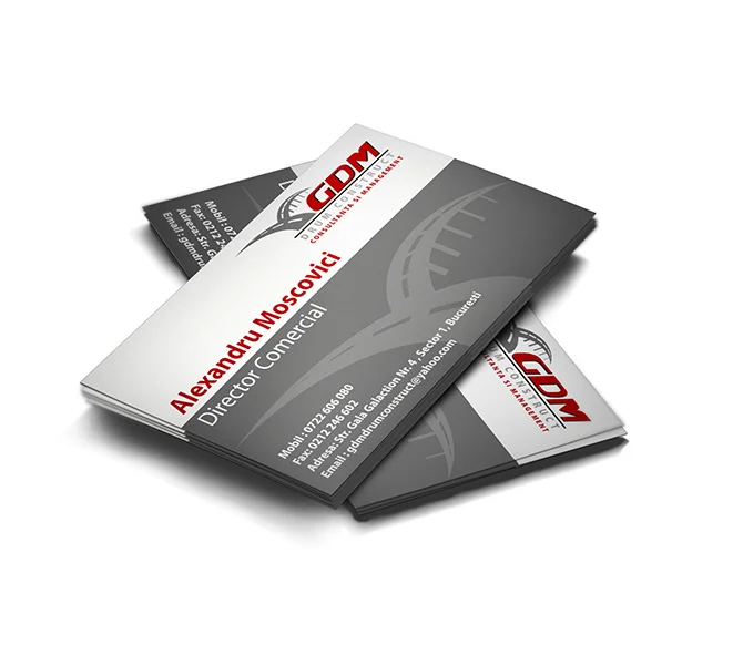 Realizare carte de vizita firma constructii drumuri GDM Drum Construct