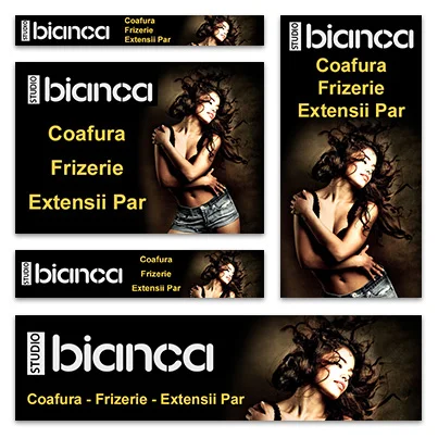 Design banner publicitar salon coafura - Studio Bianca