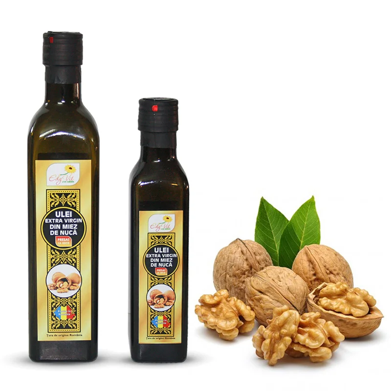 Design eticheta ulei extra virgin din miez de nuca Edy Vit