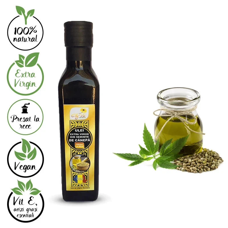 Design eticheta ulei extravirgin seminte de canepa - Edy Vit