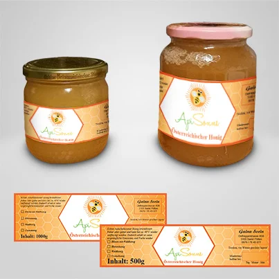 Design etichete producator miere de albine si produse apicole - Api Sonne