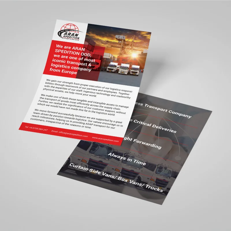 Design flyer companie transport - Aran