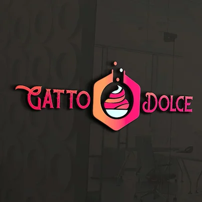 Design logo 3D laborator cofetarie - Gatto Dolce