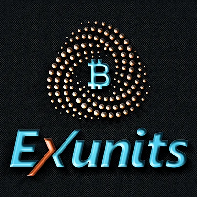 Design logo 3D platforma internationala tranzactionare Bitcoin - Exunits