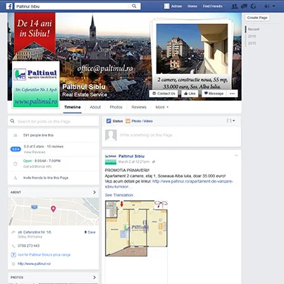 Design pagina facebook agentia imobiliara Paltinul