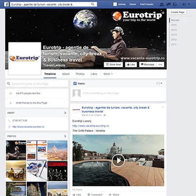 Design pagina facebook agentie de turism Eurotrip