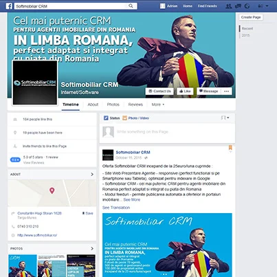 Design pagina facebook CRM agentii imobiliare SoftImobiliar CRM