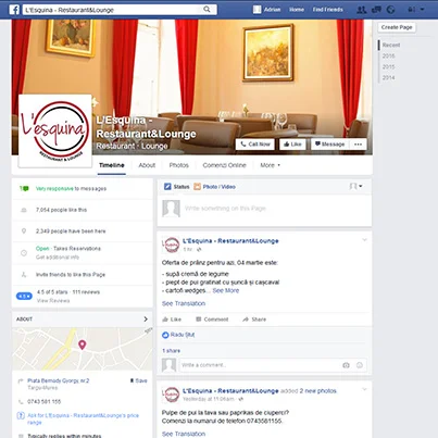 Design pagina facebook restaurant & lounge Lesquina