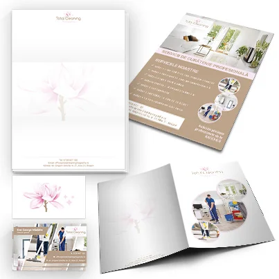 Design identitate vizuala companie curatenie profesionala - Total Cleaning Magnolia
