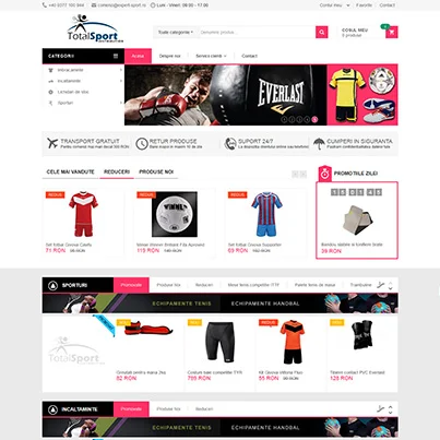 Creare magazin online vanzari produse si echipamente sportive - Total Sport Distribution