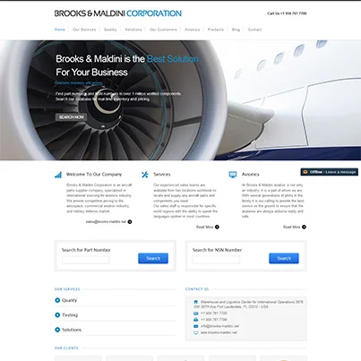 Creare site web de prezentare distribuitor international componente electronice - Brooks Maldini Corporation