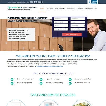 Creare site web de prezentare societate de finantare rapida - Champions Business Funding