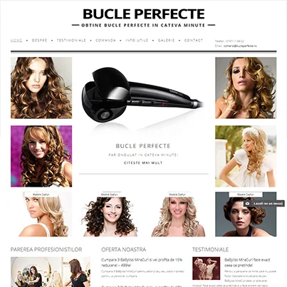 Creare site web prezentare aparat profesional pentru ondularea parului - Miracurl
