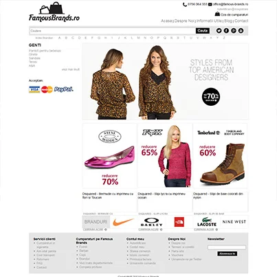Design site ecommerce articole fashion Famous Brands