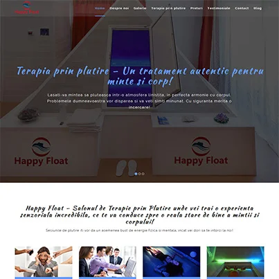 Design site web de prezentare salon de terapie prin plutire - Happy Float