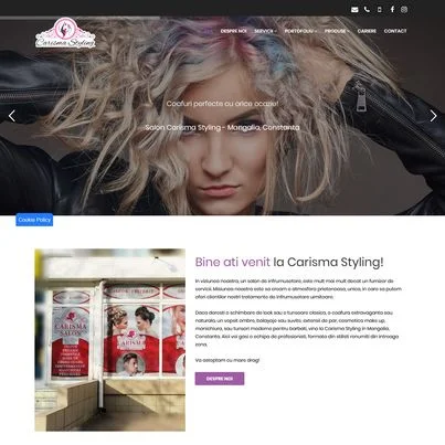 Design site web de prezentare salon infrumusetare - Carisma Styling