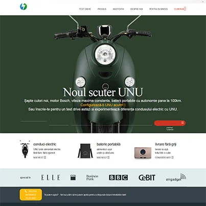 Design site web de prezentare scuter electric - UNU