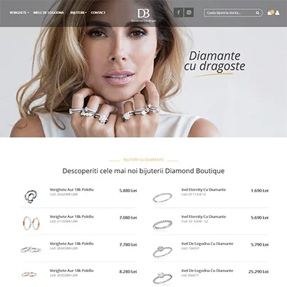 Design site web de vanzari online bijuterie - Diamond Boutique