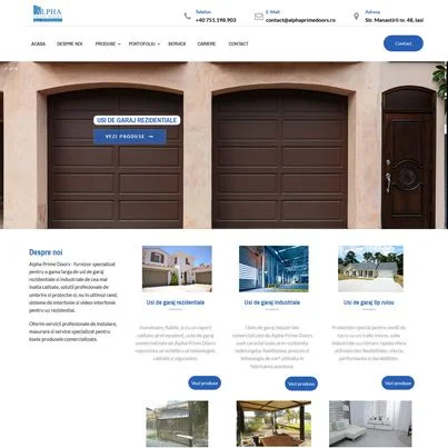 Design site web furnizor usi sectionale - Alpha Prime Doors