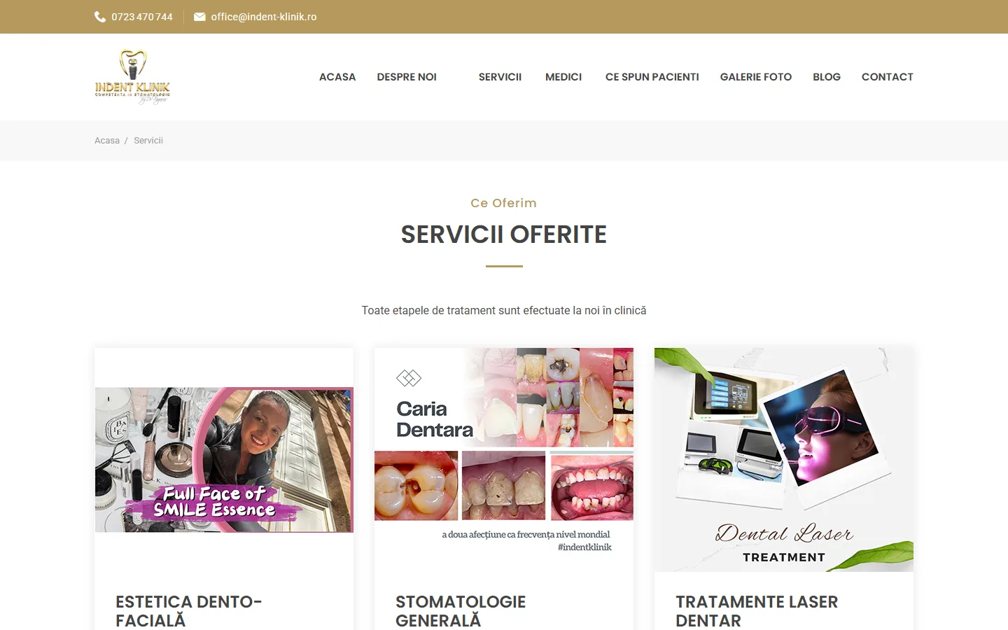 Design site web de prezentare clinică stomatologie - InDent Klinik