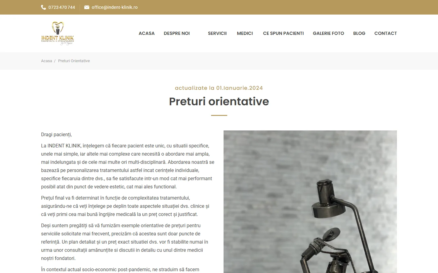 Design site web de prezentare clinică stomatologie - InDent Klinik