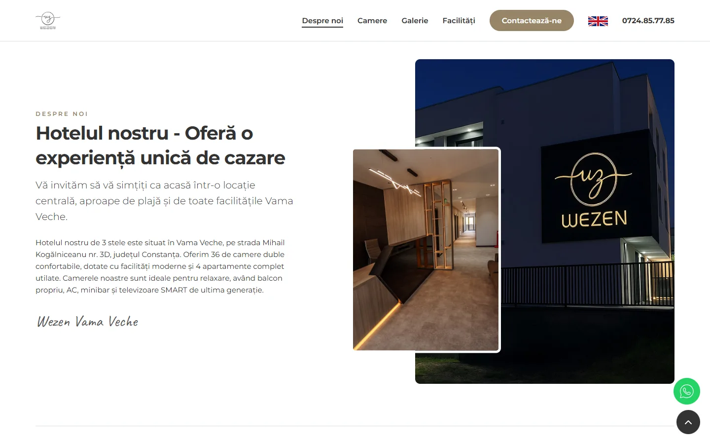 Design site web de prezentare hotel - Wezen Vama Veche
