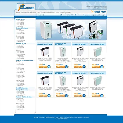 Design  website comert online echipamente climatizare si ventilatie Simplex