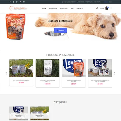 Design website comert online hrana uscata pentru animale - Doglovers