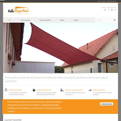Implementare site web solutii umbrire vele-copertine.ro