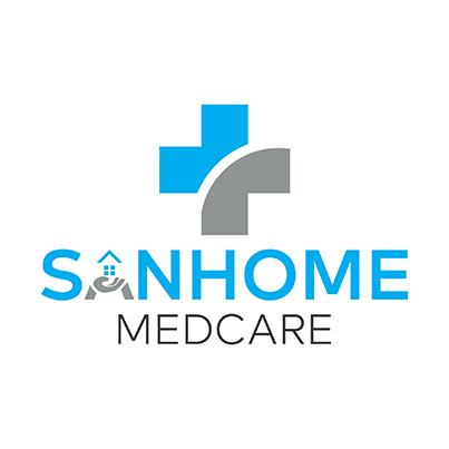 Design logo furnizor servicii de ingrijiri medicale la domiciliu - SANHOME MEDCARE